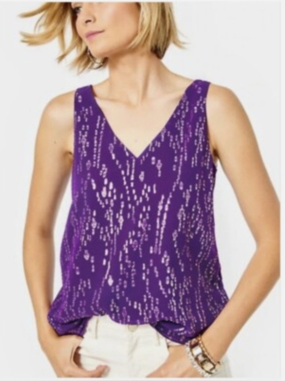 Lilly Pulitzer Florin Purple Berry Fish Clip Chiffon Silk Blouse Size Large